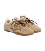 מיו מיו גימנזיום – Miu Miu Gymnasium Suede and Shearling Sneakers – Beige