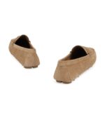 מוקסיני זמש מיו מיו – Miu Miu Logo-Embossed Suede Loafers – Ecru