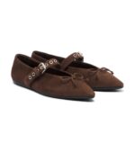 בלרינות מיו מיו – Miu Miu Suede Ballet Flats – Brown