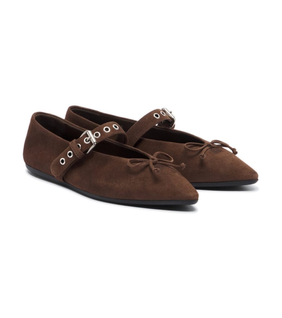 בלרינות מיו מיו – Miu Miu Suede Ballet Flats – Brown