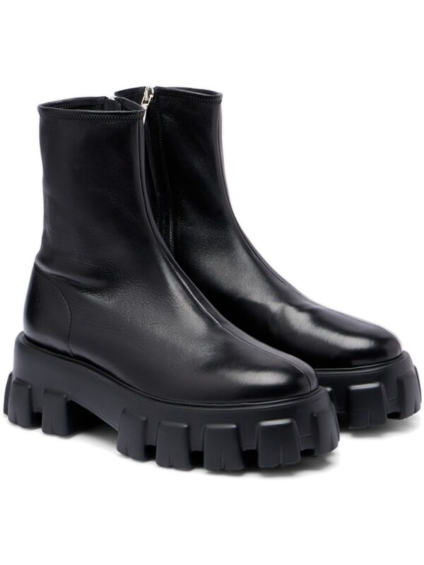 מגפוני Monolith פראדה – Prada Monolith Leather Ankle Boots – Black