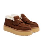 מוקסינים פראדה – Prada Shearling-Lined Suede Loafers – Brown