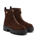 מגפוני זמש פראדה – Prada Suede Platform Ankle Boots – Brown