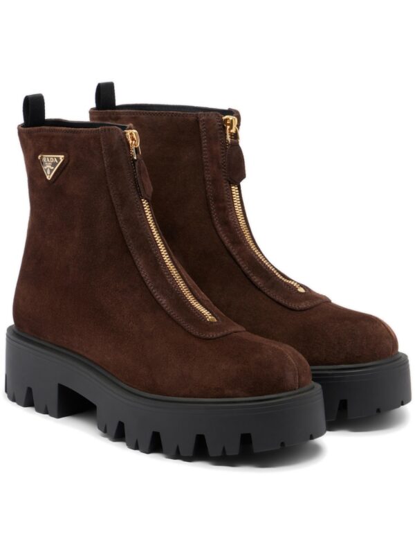 מגפוני זמש פראדה – Prada Suede Platform Ankle Boots – Brown