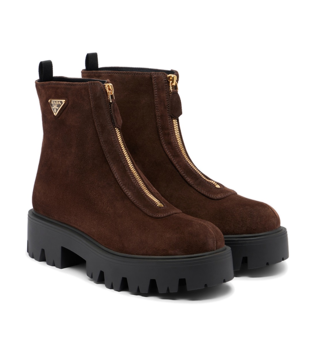 Prada Suede Platform Ankle Boots – Brown מגפוני זמש פראדה – Prada Suede Platform Ankle Boots – Brown