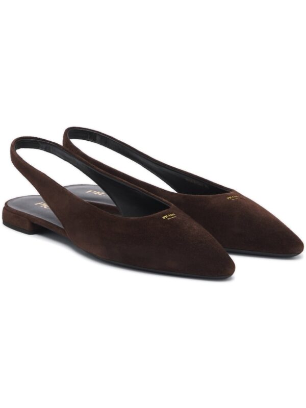 סלינגבק פראדה – Prada Suede Slingback Ballet Flats – Brown
