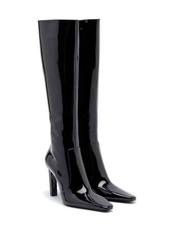 מגפי לכה סן לורן – Saint Laurent Françoise Patent Leather Knee-High Boots – Black