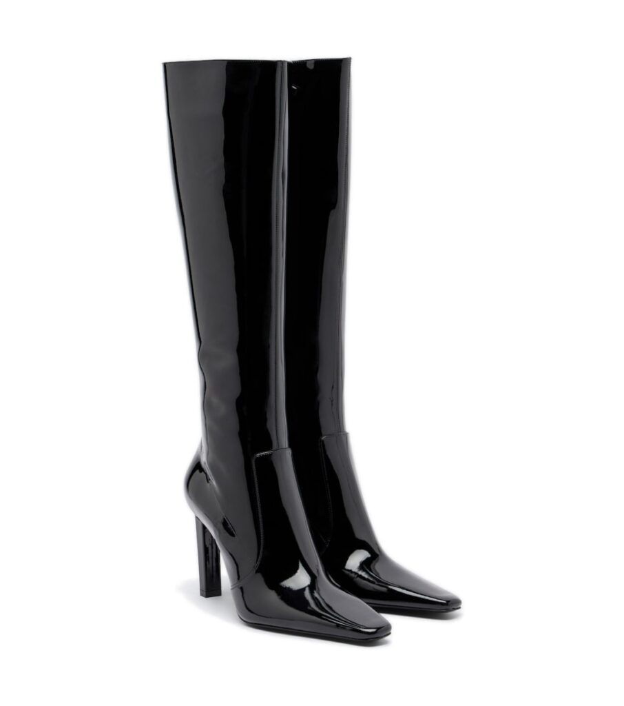 מגפי לכה סן לורן – Saint Laurent Françoise Patent Leather Knee-High Boots – Black
