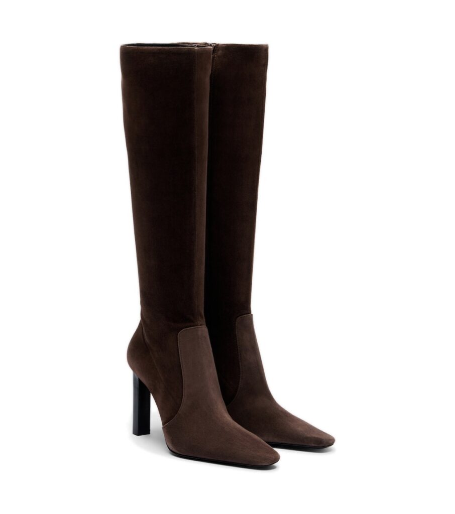 מגפי זמש סן לורן – Saint Laurent Françoise Suede Knee-High Boots – Brown