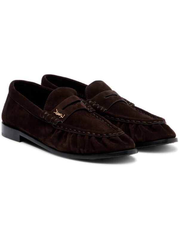 מוקסינים סן לורן – Saint Laurent Le Loafer Cassandre Suede Penny Loafers – Brown