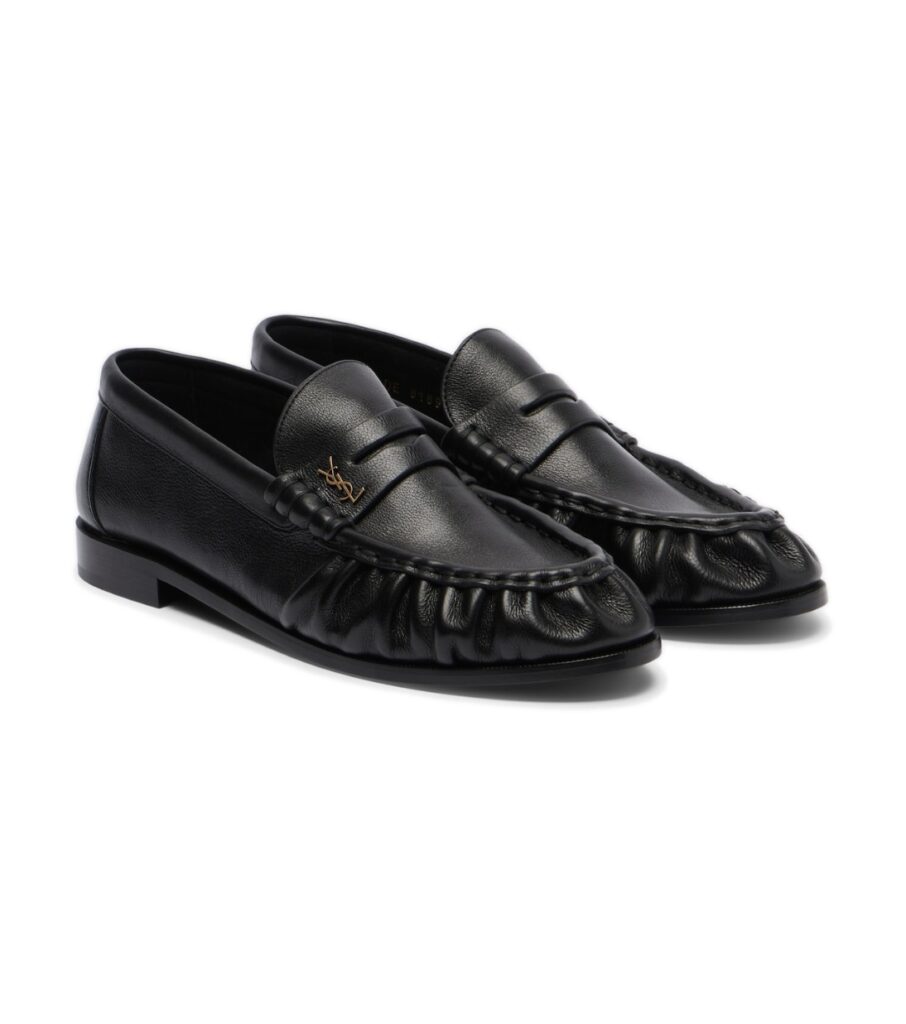 מוקסינים סן לורן שחורים – Saint Laurent Le Loafer Leather Penny Loafers – Black