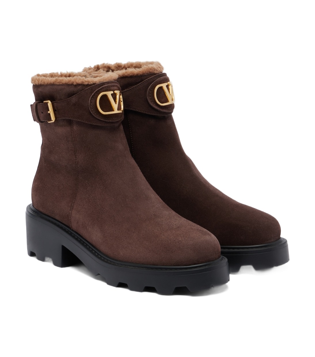 Valentino Garavani VLogo Suede Ankle Boots – Brown מגפוני ולנטינו – Valentino Garavani VLogo Suede Ankle Boots – Brown